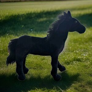 Tiger Tale Toys 17" Realistic Black Horse Poseable Plush Stuffed Animal Toy